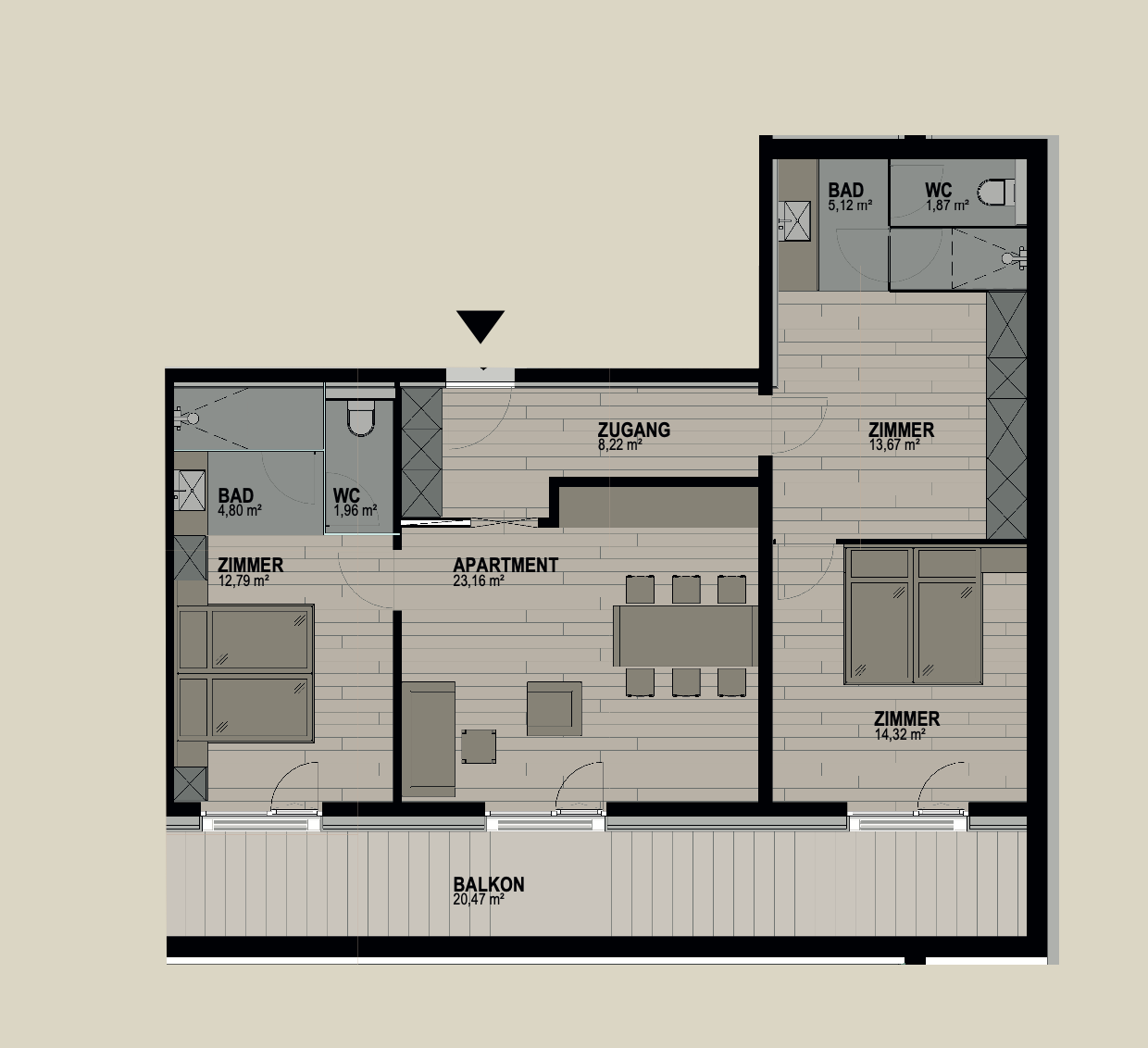 Grundriss einer Wohnung. 
