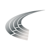 Abstract, curving silver bands with a gradient effect, resembling a road or path.