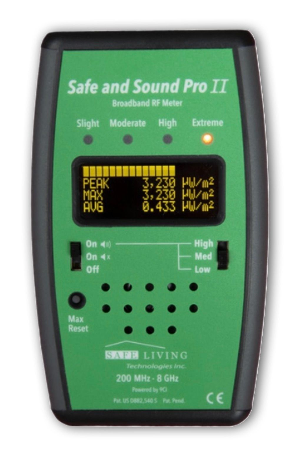 Een apparaat waarop staat safe and sound pro ii