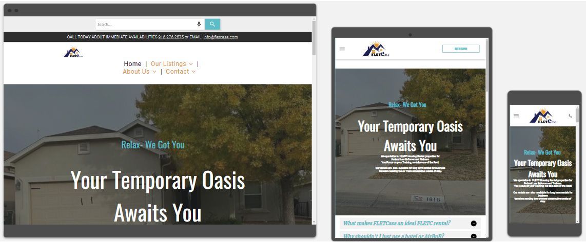 a screenshot of a website on a computer , tablet , and cell phone .