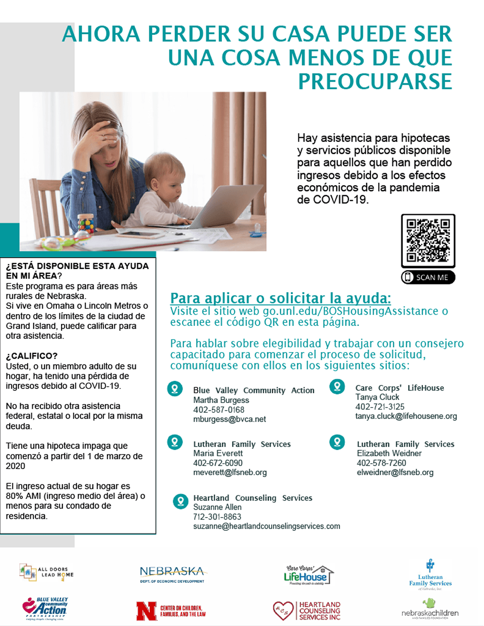 Asistencia Para Hipotecas y Servicios Públicos en Nebraska