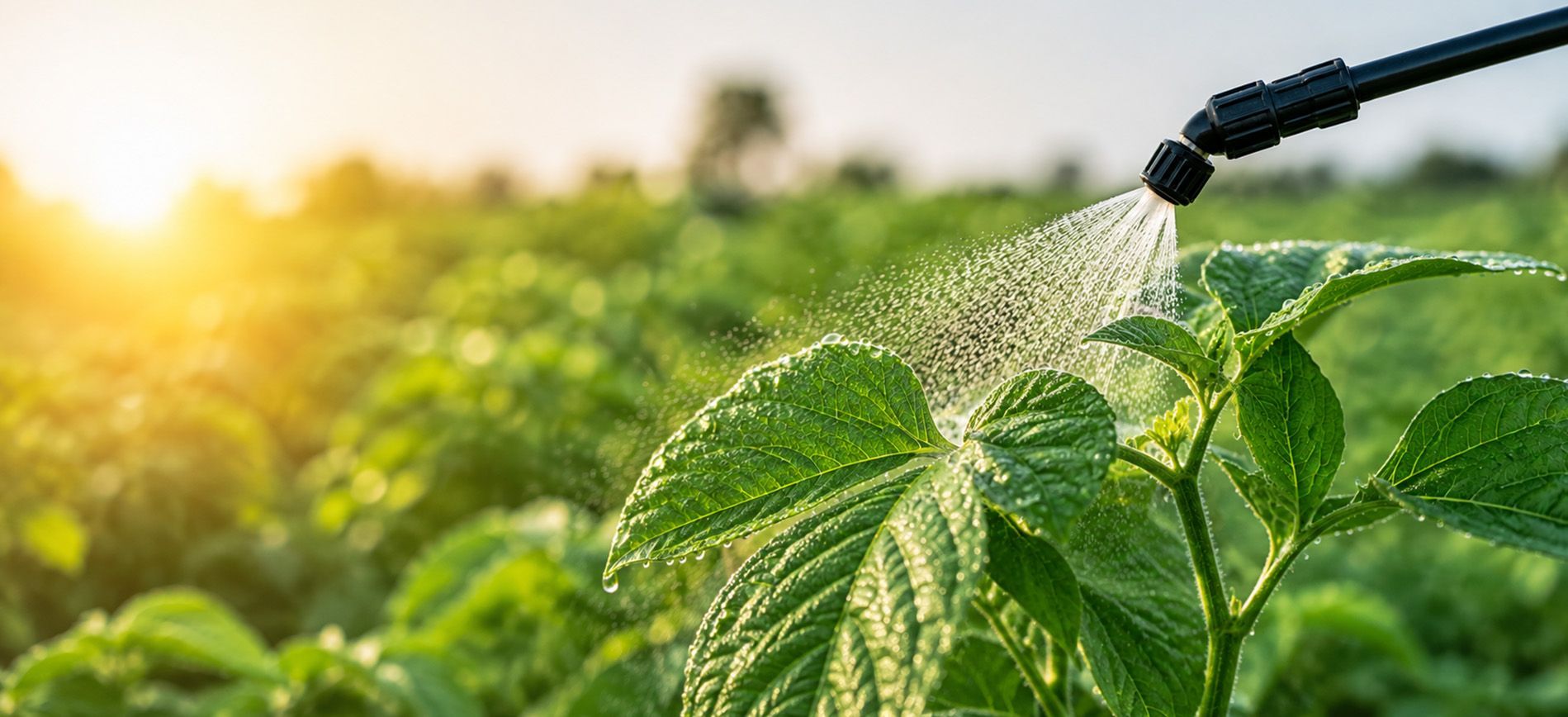 Foliar fertilizer is applied directly to crop leaves.