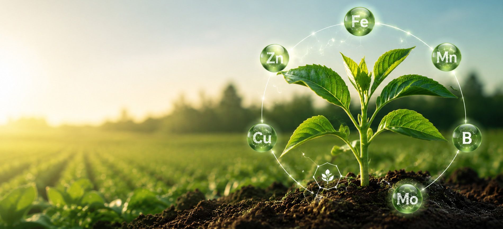 Chelated micronutrients support efficient crop nutrition.