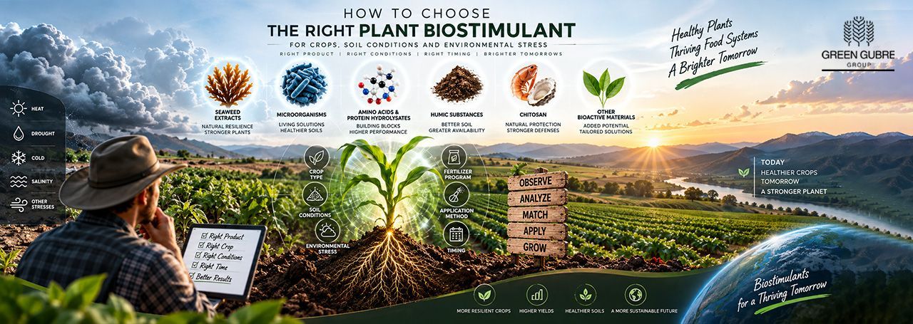 Plant biostimulant selection for crop nutrition, root growth, nutrient efficiency, and stress management