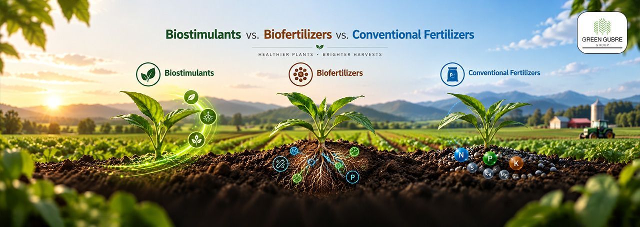 Fertilizers, biofertilizers, and biostimulants compared for crop nutrition and nutrient efficiency