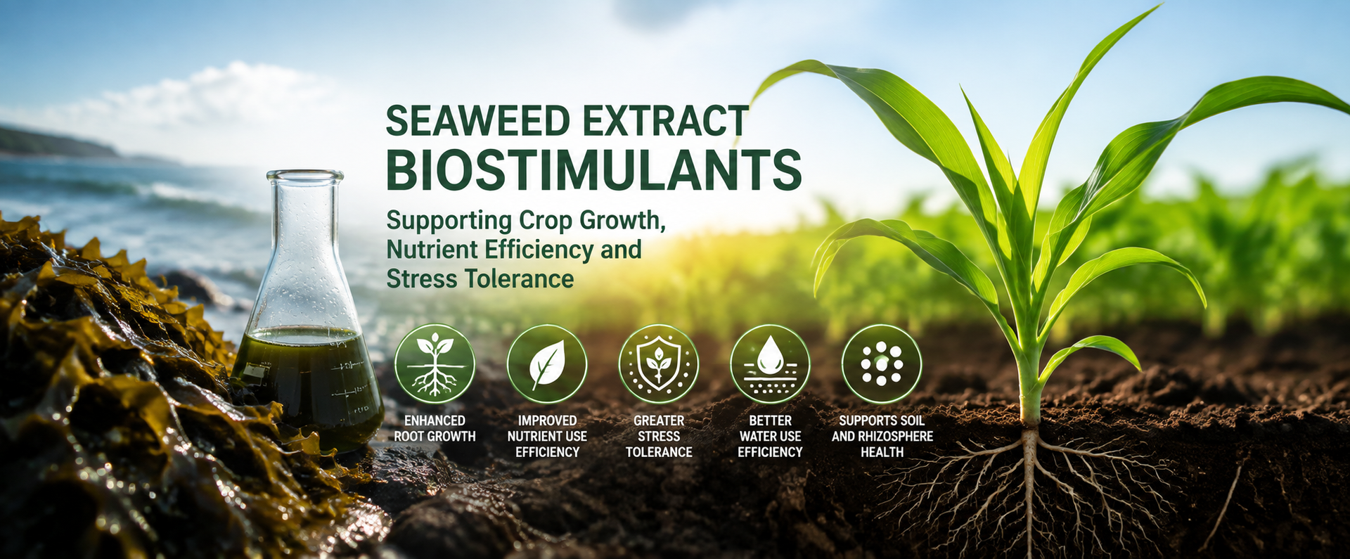 Seaweed Extract Biostimulants – Supporting Crop Growth, Nutrient Efficiency and Stress Tolerance