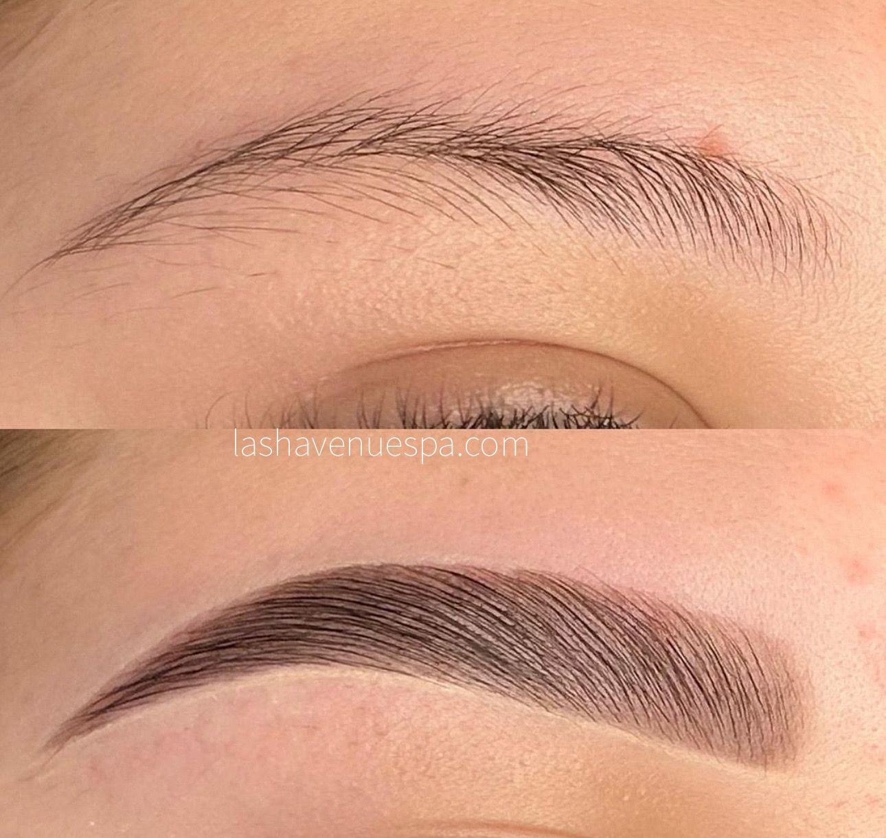 Comparison of eyebrows before and after a cosmetic procedure.