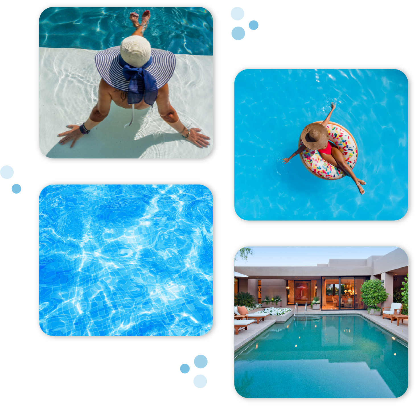 A woman is laying on the edge of a swimming pool.