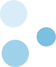 Three blue circles on a white background.