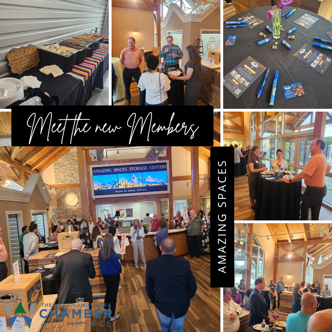 Collage of a church event with people mingling in a rustic venue and tables set with colorful materials