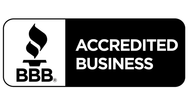 BBB Accredited Business logo on a black-and-white badge