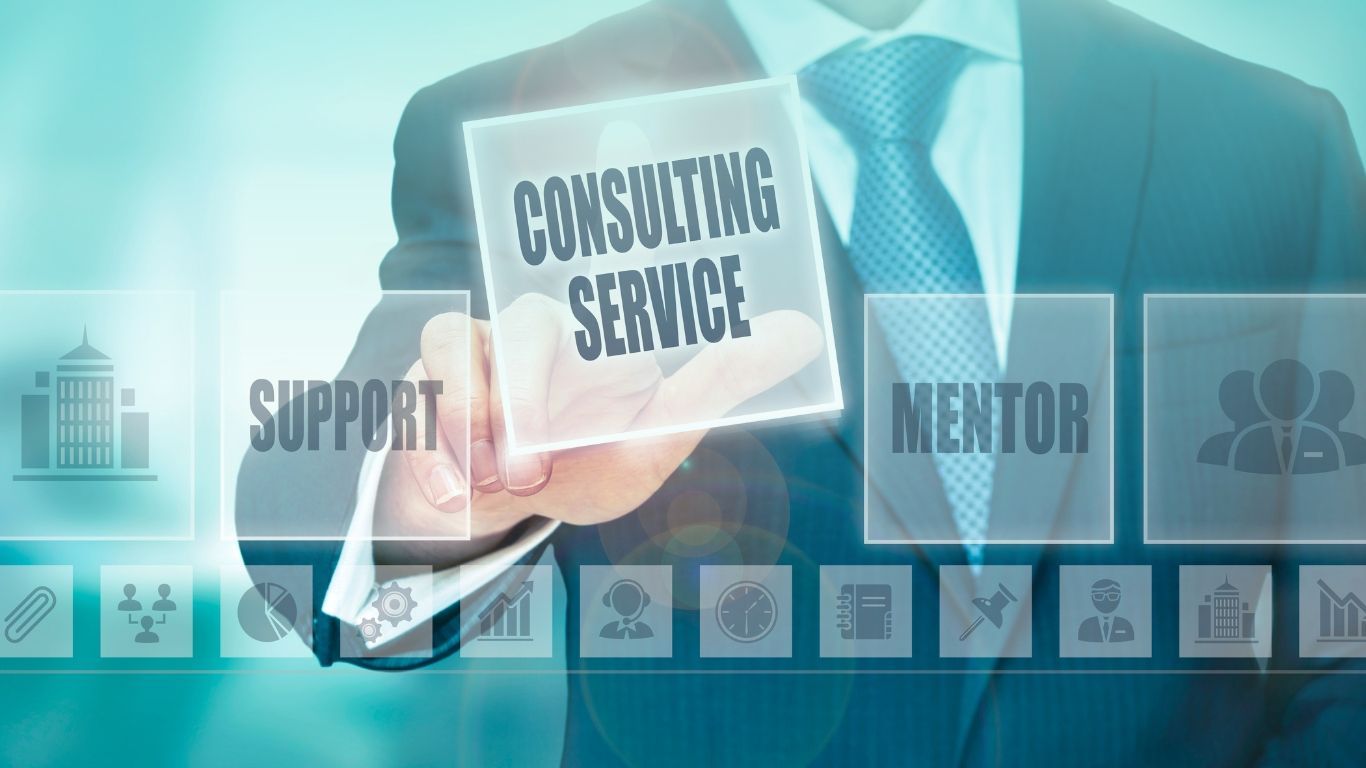 Tax consultant holding financial documents with a construction client, representing tax consulting services.