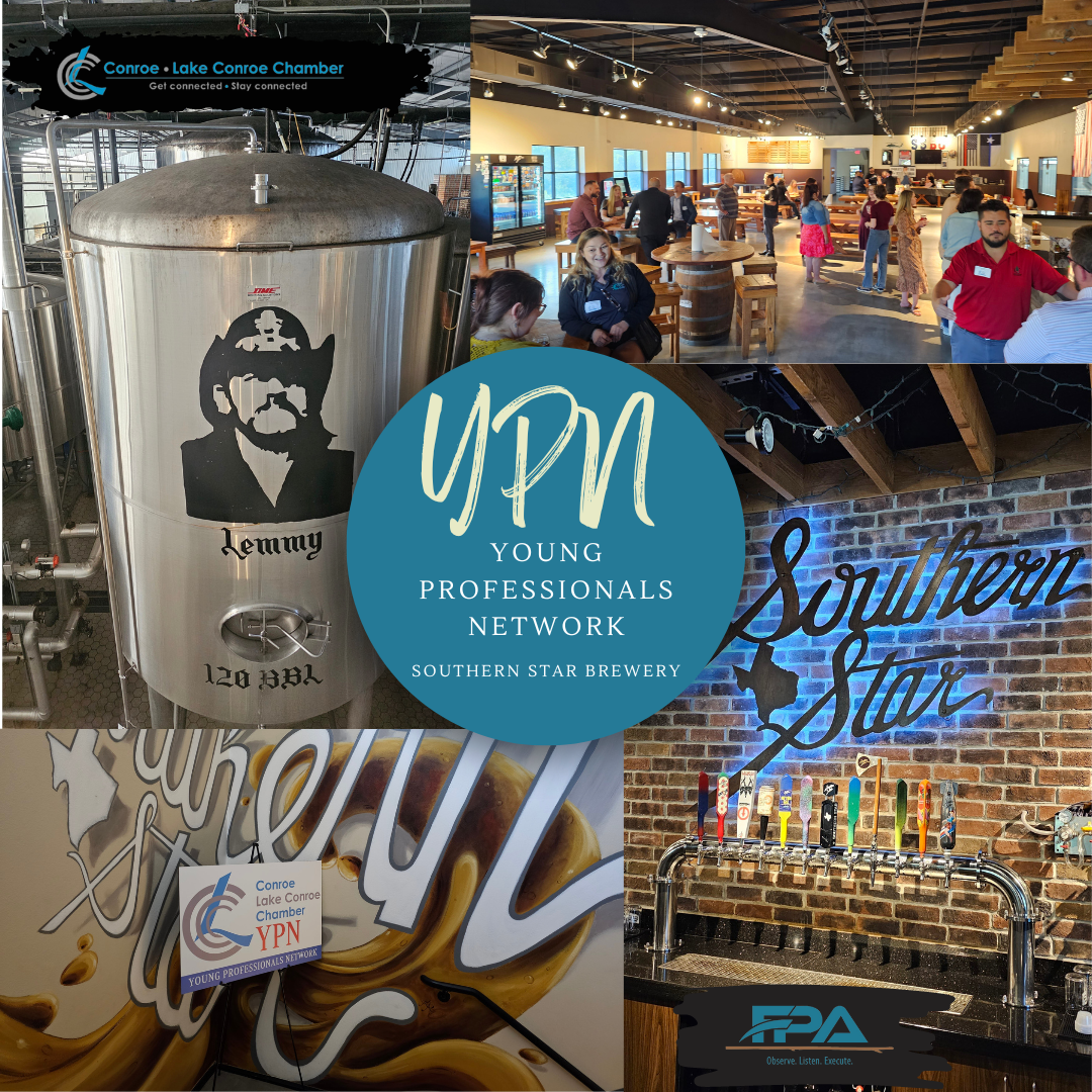 Young Professionals Network collage with event photos, blue logo, and sponsor branding