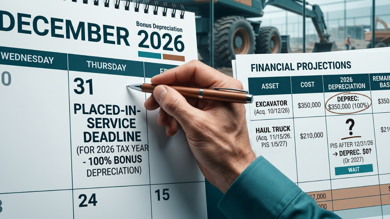 Business owner reviewing financial projections for capital investment and depreciation strategy planning