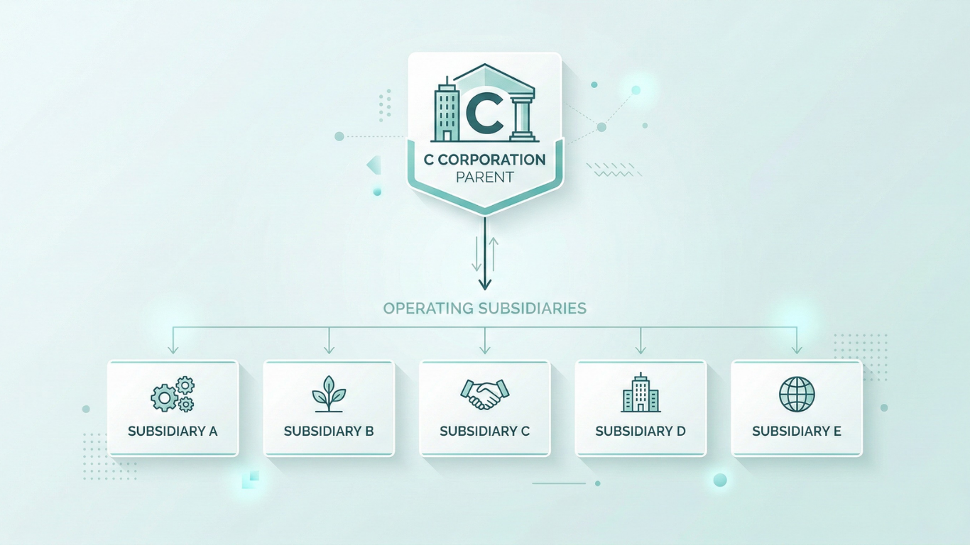Holding company entity structure used in business exit planning.