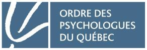 Logo de l'« Ordre des Psychologues du Québec » en caractères blancs sur fond bleu.