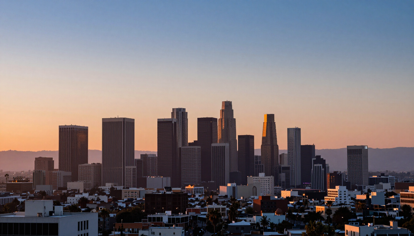 Los Angeles skyline at dusk