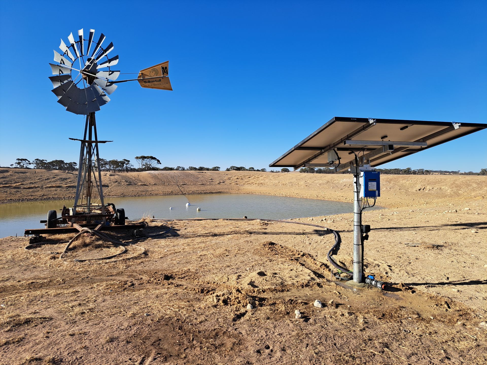 solar pump, windmill replacement, solar panels, dam pump, Lorentz Waterboy, Nyabing