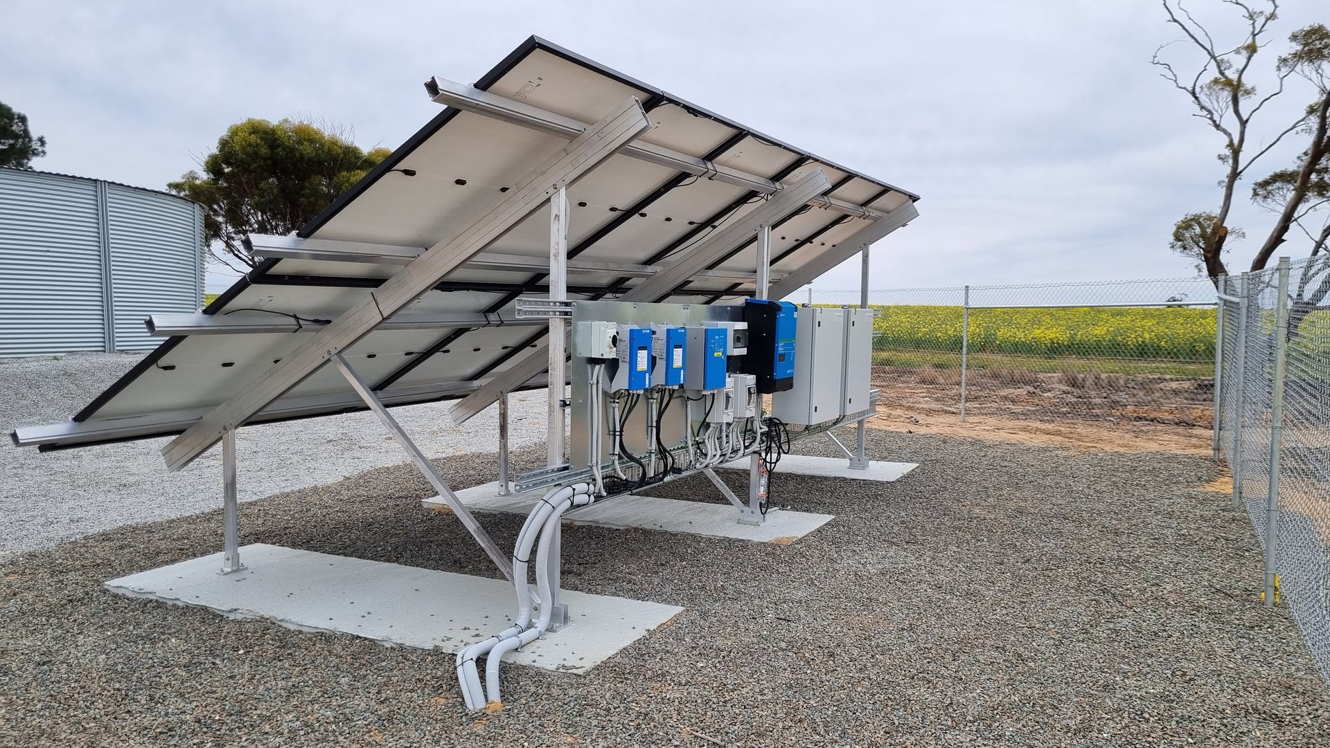 Large solar array, solar battery pump, solar pump with battery, Merredin.