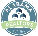 The logo for alabama realtors is blue and green