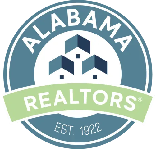 The logo for alabama realtors is blue and green