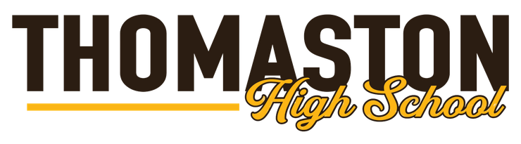 the logo for thomaston high school is black and yellow .