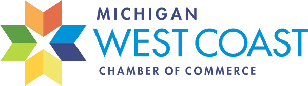 Michigan West Coast Chamber of Commerce logo with multicolored star emblem and blue text