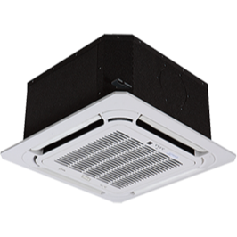 Ceiling-mounted square air conditioner cassette unit in white and black