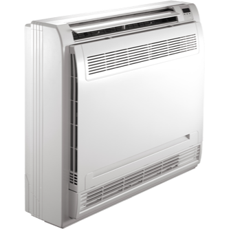 White wall-mounted air conditioner unit on a plain background