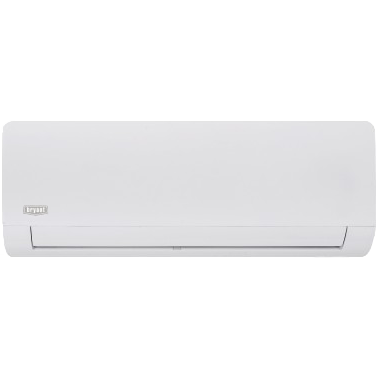 White wall-mounted air conditioner unit on a plain white background