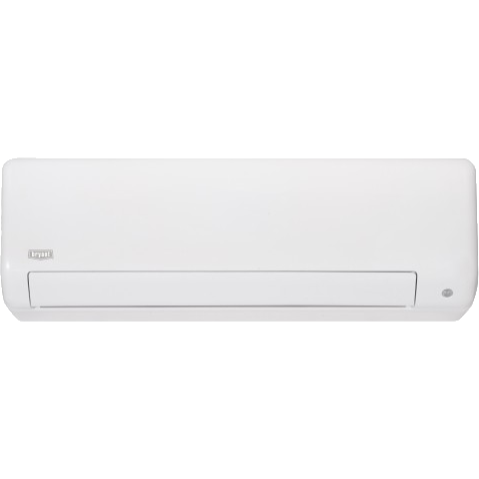 White wall-mounted air conditioner on a plain light background