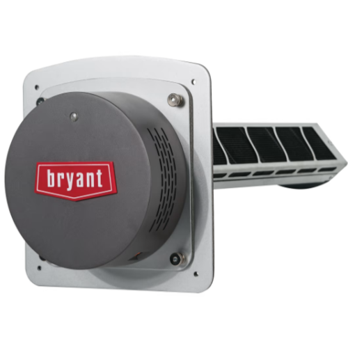 Bryant HVAC wall vent with gray housing and black intake grille