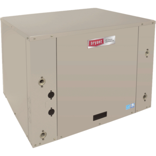 Beige industrial HVAC unit with vents and control ports, shown on a white background