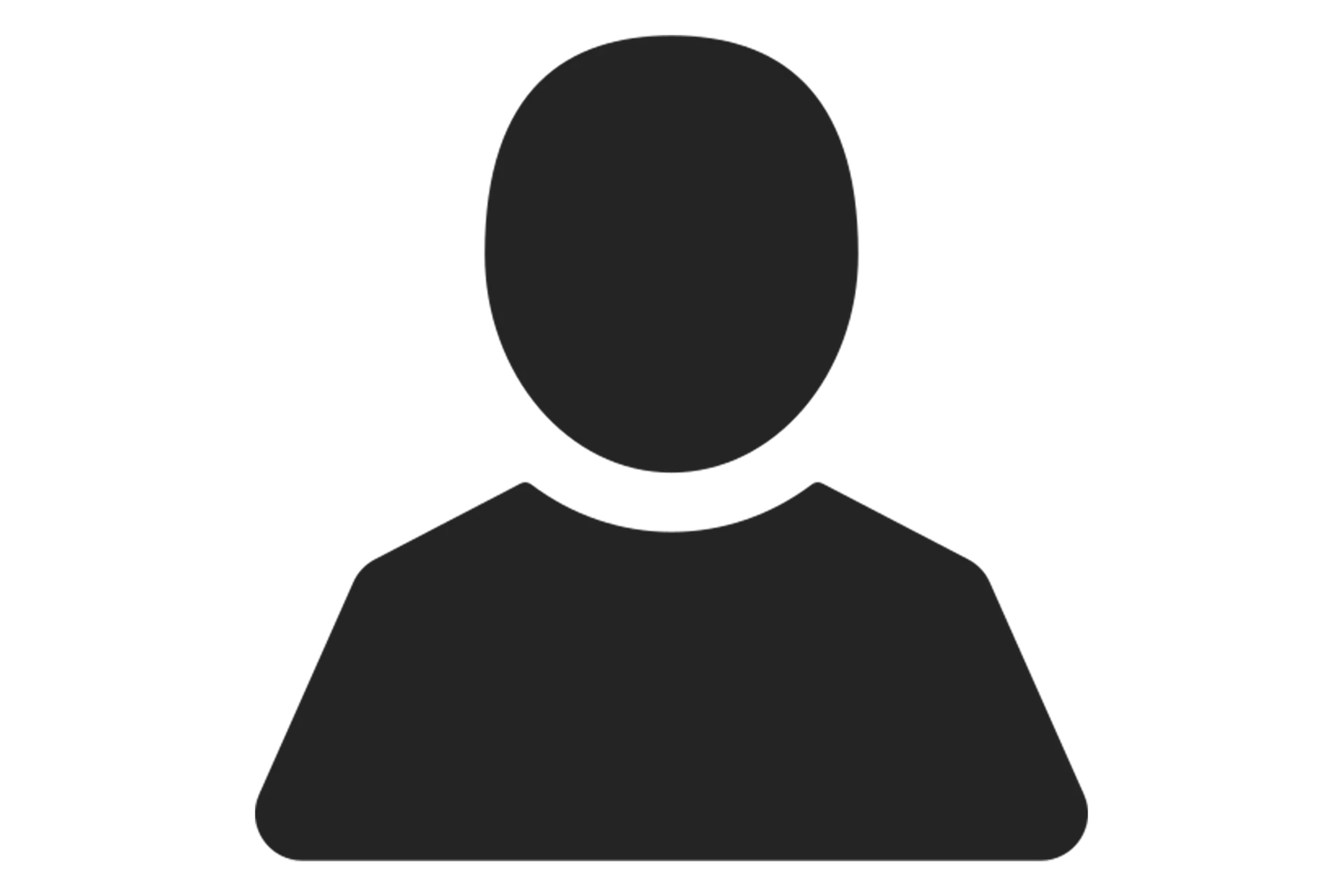 Black generic user silhouette icon on a white background