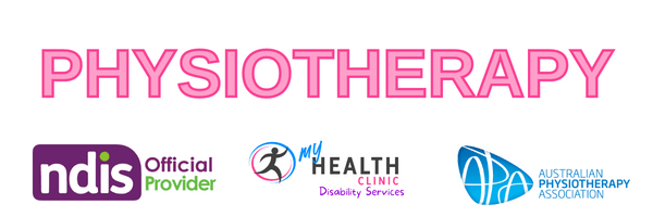 The word physiotherapy is on a white background