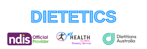 The word diettics is on a white background