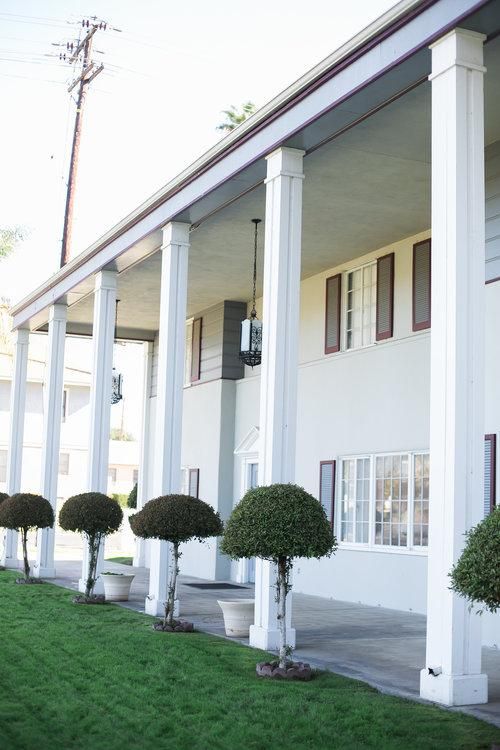 porch at Emmerson-Bartlett Memorial Chapel Redlands, CA