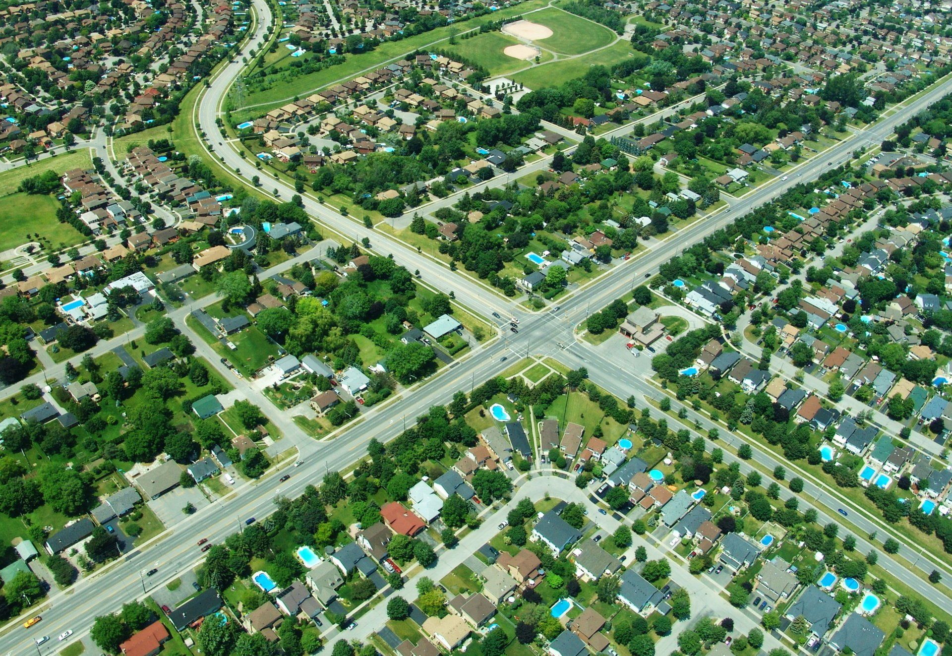 aerial view of neighborhood