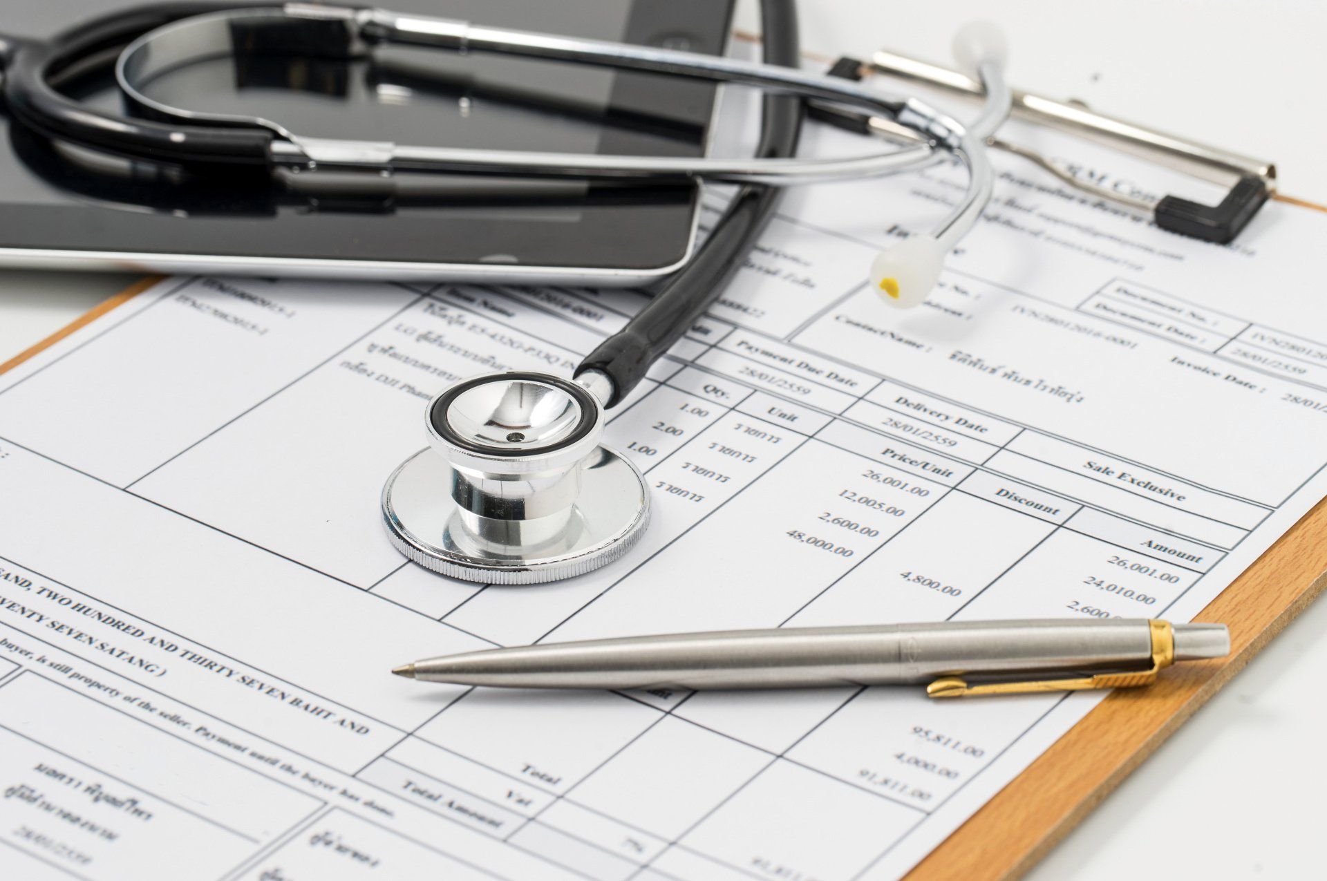 medical bills on table after accident