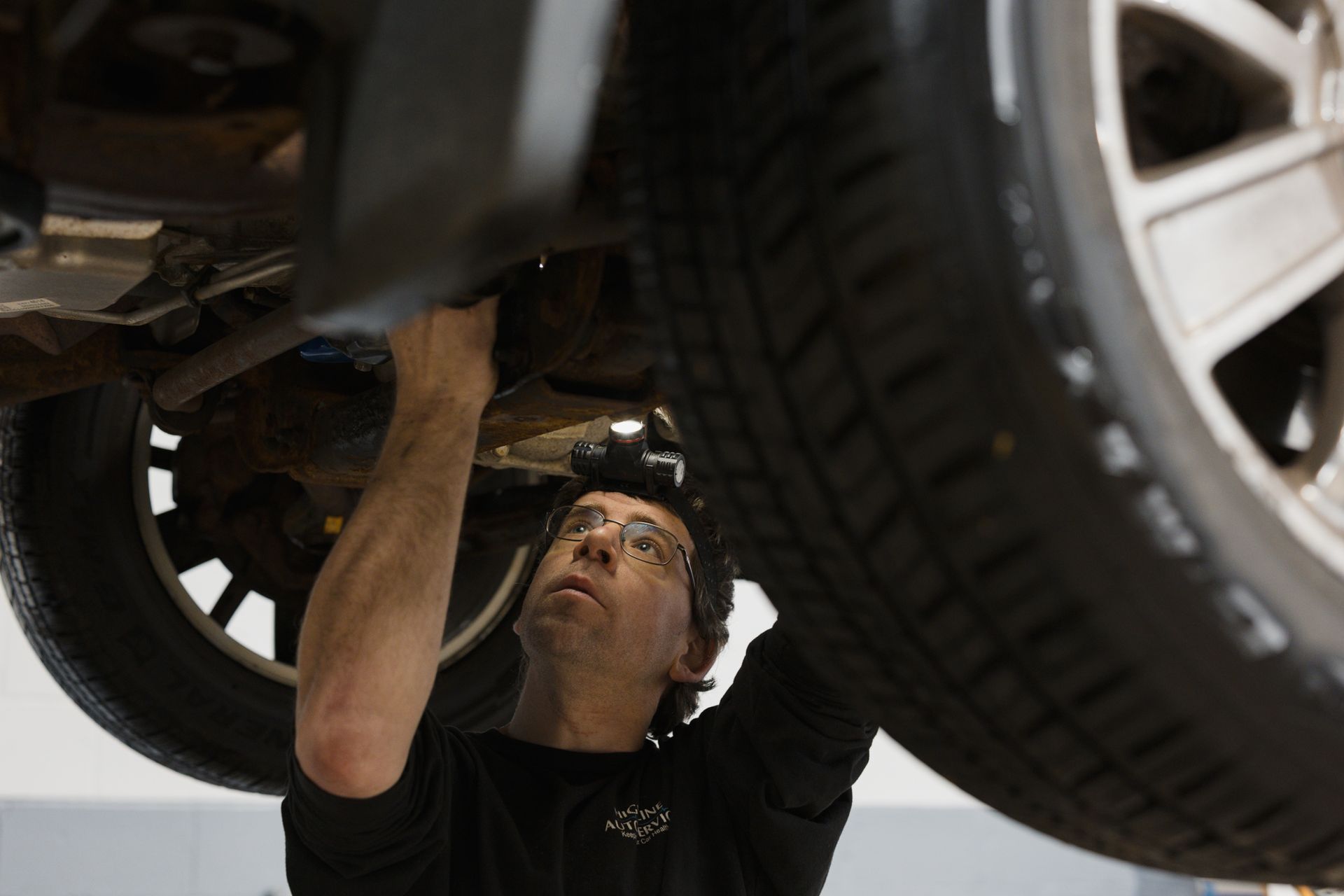 Aaron working on car