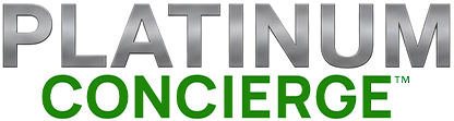 Platinum Concierge logo in gray and green text on a white background