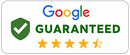 Google Guaranteed badge with green shield and gold stars, marked “For eligible businesses and markets.”