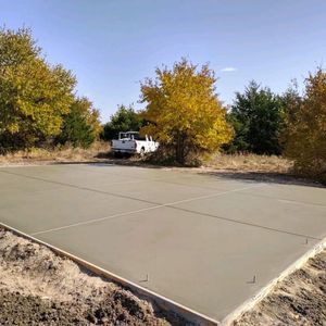 freshly poured concrete slab
