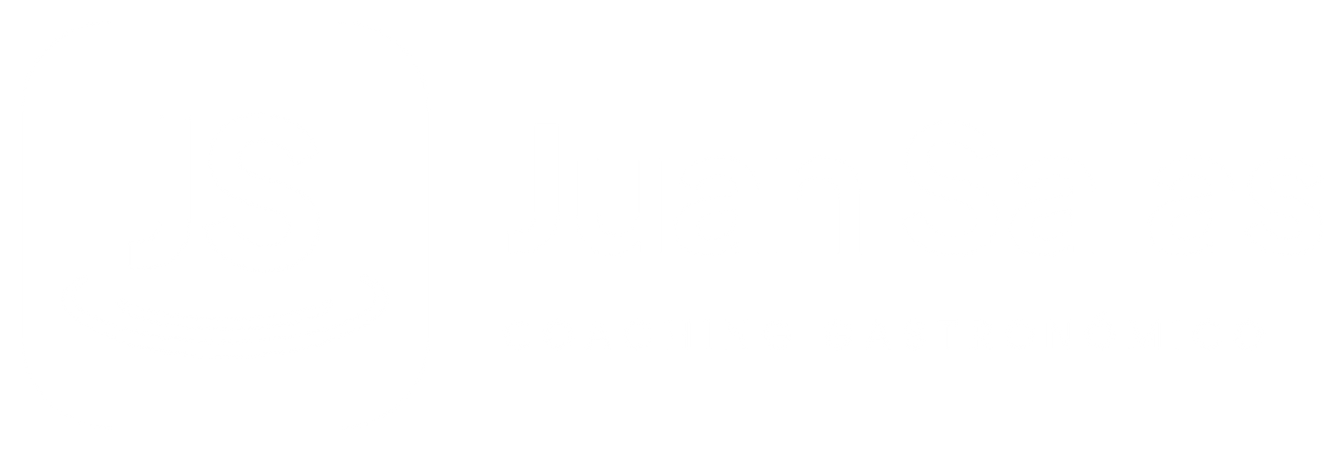 a transparent backgroud with a white logo and text