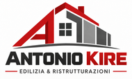 Logo di Antonio Kire: casa stilizzata rossa e grigia con testo “Edilizia & Ristrutturazioni”