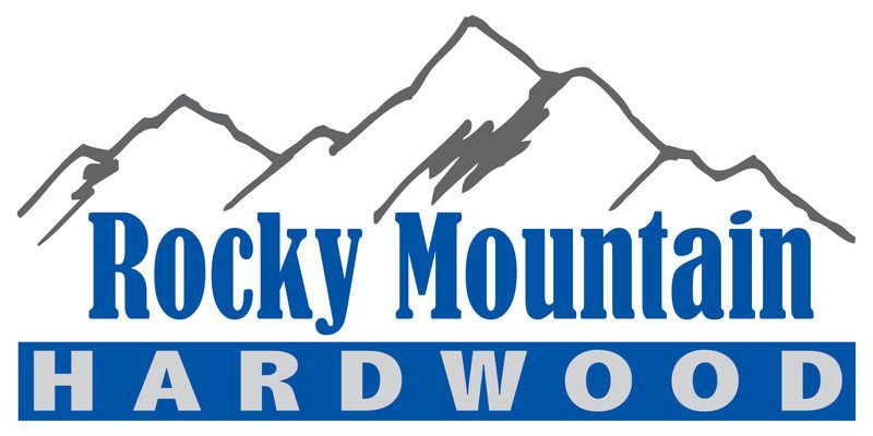 Rocky Mountain Hardwood LLC A logo for rocky mountain hardwood with a mountain in the background
