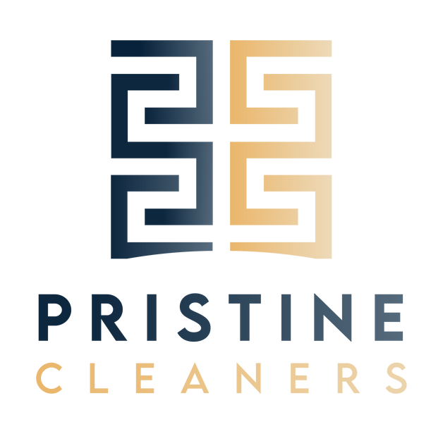 A logo for pristine cleaners is shown on a white background