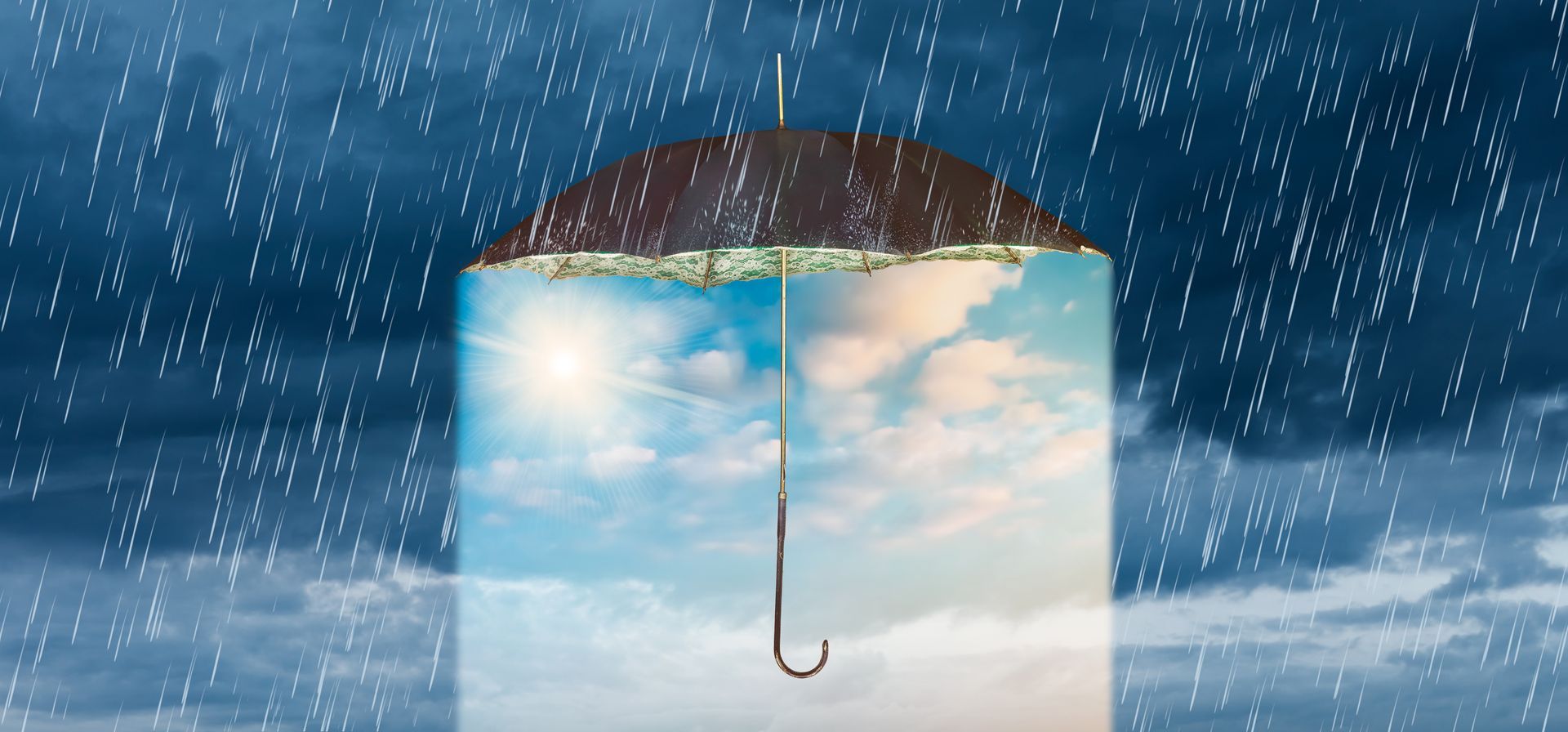 Umbrella providing protection from storm an high-risk homeowners insurance
