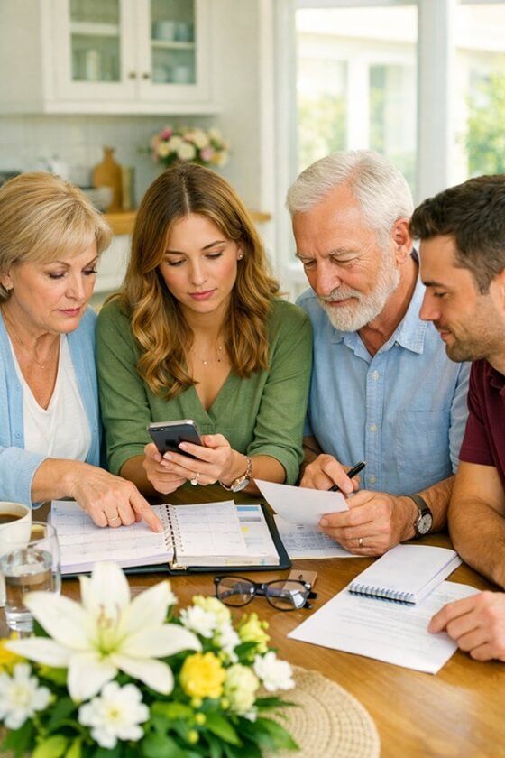 a family planning for a funeral service in Burtonsville, MD