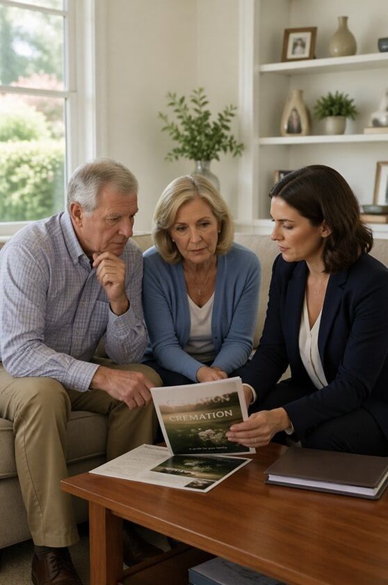 an old couple deciding if cremation is the right choice